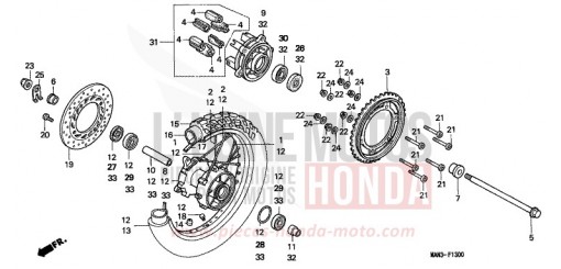 ROUE ARRIERE NX650W de 1998